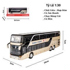 Mô Hình Xe Khách Ghi Nhạt tỉ lệ 1:30 Hợp kim - bánh sau chạy cót - Dài 24cm - rộng 5cm - cao 7cm - nặng : 500gram - FULL BOX : box màu SKU : oto477c -  K69-T5-S6