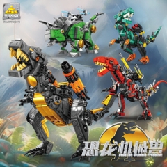 Đồ Chơi Lắp Ghép Khủng Long T-REX Đen Vàng - Hộp Dài : 35cm - Ngang : 25cm - Nặng : 1000gram - Full Box - SKU : LG-03-01 - K58-T4-S7