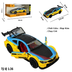 Mô Hình Xe BMW Vàng Xanh tỉ lệ 1:36 Hợp kim có thể mở cửa - bánh sau chạy cót - Dài 12cm - rộng 5cm - cao 4cm - nặng : 300gram - FULL BOX : box màu SKU : oto488b- K64-T2-S6