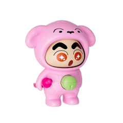 Móc Khoá mô hình shin đầu gấu màu hồng lì - cao : 9cm - figure shin - Hộp Màu n5