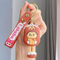 Móc Khóa labubu Que Kem Nâu Trắng . Dây móc dài : 10cm - Mô Hình Cao : 8cm - Nặng 50gram K76-T7-S1