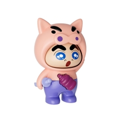 Móc Khoá mô hình shin đầu lợn màu nâu lì - cao : 9cm - figure shin - Hộp Màu n5