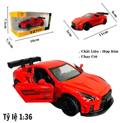 Mô Hình xe GTR đỏ tỉ lệ 1:36 Hợp kim có thể mở cửa - bánh sau chạy cót - Dài 11cm - rộng 5cm - cao 5cm - nặng : 500gram - FULL BOX : box màu SKU : oto429