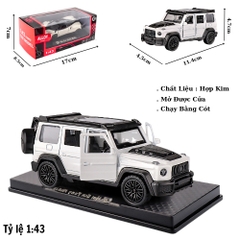 Mô Hình Xe Mẹc g63 màu trắng tỉ lệ 1:43 Hợp kim có thể mở cửa - bánh sau chạy cót - Dài 11.4cm - rộng 4.5cm - cao 4.7cm - FULL BOX : box màu SKU : oto552l - (VAT: 003-01-35) - K54-T2-S5