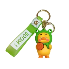móc khóa vịt đội mũ ếch - dây dài 11cm mô hình cao 6cm - nặng : 50gram - no box N3-T3
