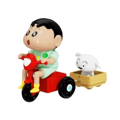 mô hình shin đèo cún áo xanh dây cót - cao : 10.5cm - figure shin - hộp màu