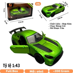 Mô Hình xe Mercedes AMG GTR Màu Xanh Lá Cây tỉ lệ 1:43 Hợp kim có thể mở cửa - bánh sau chạy cót - Dài 10cm - cao 3cm - nặng 200gram - Figure Oto - FULL BOX : box màu số19