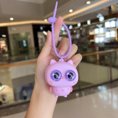 Móc Khóa Cú Mèo Tím - Dây móc dài : 8cm - Mô Hình Cao : 6.6cm - Nặng 50gram - Bọc Túi