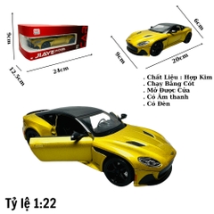 Mô Hình Xe aston martin vàng 1:22 Hợp kim có thể mở cửa - bánh sau chạy cót - Có tiếng - đèn pha sáng - Dài 20cm - rộng 9cm - cao 6cm - nặng ~ 1000gram - FULL BOX : box màu SKU : oto142 -( Vat : 003-99 )