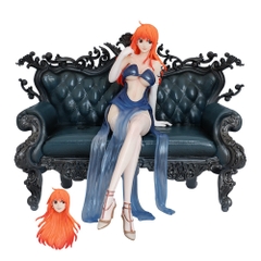 Mô Hình OnePiece Nami ngồi ghế - Cao 16cm - nặng 1200gram - Phụ Kiện : Đầu thay thế + Ghế - Figure OnePiece - Box Nhựa - Hộp màu - (VAT 002-01-160) - K26-T3-S4