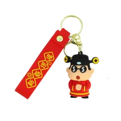 móc shin thần tài đeo kính - dây dài 11cm mô hình cao 6cm - nặng : 50gram - no box N3-T3