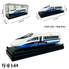Mô Hình tàu siêu tốc trắng viền xanh 1:64 Hợp kim - Dài 12.5cm - Cao 5cm - Rộng : 4.5cm - nặng : 300gram - Hộp Nhựa Trong SKU : oto465c - ( VAT :  003-06-20 )