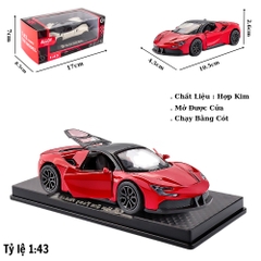 Mô Hình Xe Ferrari SF90 màu đỏ tỉ lệ 1:43 Hợp kim có thể mở cửa - bánh sau chạy cót - Dài 10.5cm- rộng 4.5cm - cao 2.6cm - FULL BOX : box màu SKU : oto552w - (VAT: 003-01-35) - K54-T3-S4