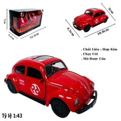Mô Hình Oto volkswagen màu đỏ  . tỉ lệ 1:43 - Chạy Cót - Dài 10.8cm - rộng 4.5cm - cao 3cm - nặng : 200gram - FULL BOX . SKU : oto506b - 4362A - K53-T4-S9