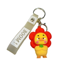 móc khóa vịt cosplay hoa đỏ - dây dài 11cm mô hình cao 6cm - nặng : 50gram - no box N3-T3