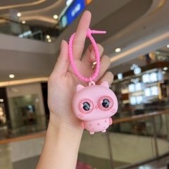 Móc Khóa Cú Mèo Hồng- Dây móc dài : 8cm - Mô Hình Cao : 6.6cm - Nặng 50gram - Bọc Túi