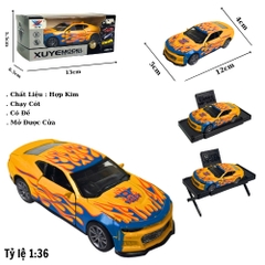 Mô Hình Oto Đua vàng họa tiết lửa . tỉ lệ 1:36 - Chạy Cót - Có Kèm Đế - Dài 12cm - rộng 5cm - cao 4cm - nặng : 400gram - FULL BOX . SKU : oto524c - K114A72 - K53-T3-S8