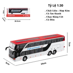 Mô Hình Xe Khách Màu Trắng tỉ lệ 1:30 Hợp kim - bánh sau chạy cót - Dài 24cm - rộng 5cm - cao 7cm - nặng : 500gram - FULL BOX : box màu SKU : oto477b -  K69-T5-S5