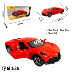Mô Hình xe bugati đỏ xọc trắng tỉ lệ 1:36 Hợp kim có thể mở cửa - bánh sau chạy cót - Dài 11cm - rộng 5cm - cao 5cm - nặng : 500gram - FULL BOX : box màu SKU : oto431 - K66-T1-S6