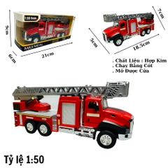 Mô Hình Xe Cứu Hoả tỉ lệ 1:50 Hợp kim có thể mở cửa - bánh sau chạy cót - Dài 18.5cm - rộng 5cm - cao 7cm - nặng : 200gram - FULL BOX : box màu SKU : oto115  N3-K9-T2-S4