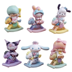 ( Giá 1 con - Bộ 6 con - Đặt Số Lượng 6 ) - Mô hình kuromi bộ 6 kuromi cưỡi ngựa blind box - cao 9.5cm - Nặng 500gram - Bọc Túi - Hộp Màu - (VAT : G873-78)- K23-T3-S9