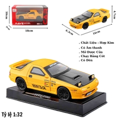 Mô Hình Xe Mazda RX-7 Màu Vàng , tỉ lệ 1:32 Hợp kim có thể mở cửa - bánh sau chạy cót - Dài 16cm - rộng 6.3cm - cao 4.7cm - FULL BOX : box màu SKU : oto554a - ( VAT : 003-01-130)- K51-T3-S1