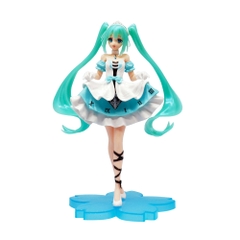 Mô Hình Hatsune Miku váy xanh cầm váy - Cao 20cm - nặng 300gram - Figure Miku - Bọc Túi - Box màu  - K21-T2-S4