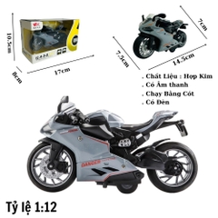 Mô Hình xe Moto danger xám tỉ lệ 1:12 Hợp kim có thể mở cửa - bánh sau chạy cót - Dài 14.5cm - cao 7cm - nặng 500gram - Figure Oto - FULL BOX : box màu - SKU : oto410 -  n3-k5-t2-s2