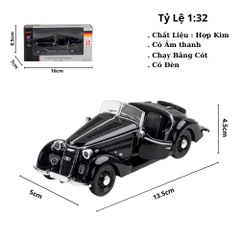 Mô Hình Xe wanderer w25k roadster đen tỉ lệ 1:32 Hợp kim có thể mở cửa - bánh sau chạy cót - Dài 13.5cm- rộng 5cm - cao 4.5cm - nặng : 139gram - FULL BOX : box màu SKU : oto481b - K70-T2-S4