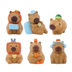 Mô hình capibara bộ 6 capibara blind box - cao 6cm - Nặng 500gram - Bọc Túi - No box N3-K48-T4-S2
