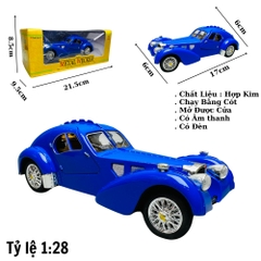 Mô Hình Xe cổ màu xanh dương 1:28 Hợp kim có thể mở cửa - bánh sau chạy cót - Có tiếng - đèn pha sáng - Dài 17cm - rộng 6cm - cao 6cm - nặng ~ 800gram - FULL BOX : box màu SKU : oto130 - N3-K5-T5-S1
