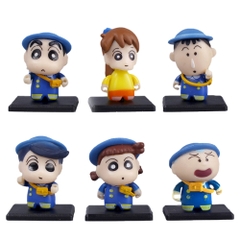 Mô hình Bộ 6 các nhân vật Shin Bút Chì Đi Học - Cao 4cm - nặng 200gram - Figure Shin - No Box K33-T3-S6
