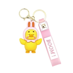 Móc khóa vịt cosplay thỏ hồng - dây dài 11cm mô hình cao 6cm - nặng : 50gram - SKU: moc193 - (Vat: MK001) -  K79-T3-S4