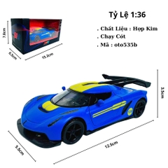 Mô Hình Xe Đua Xanh Vạch Vàng tỉ lệ 1:36 Hợp kim có thể mở cửa - bánh sau chạy cót - Dài 12.5cm - rộng 5.5cm - cao 3.5cm - nặng : 300gram - FULL BOX : box màu SKU : oto535b - K53-T2-S8