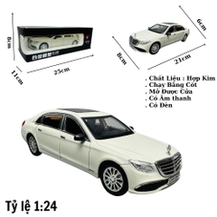 Mô Hình xXe mẹc E300 trắng 1:24 Hợp kim có thể mở cửa - bánh sau chạy cót - Có tiếng - đèn pha sáng - Dài 21cm - rộng 8cm - cao 6cm - nặng ~ 1000gram - FULL BOX : box màu SKU : oto147