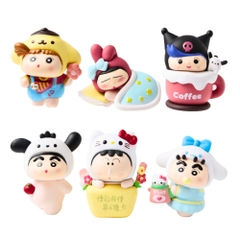 ( Giá 1 con - Bộ 6 con - Đặt Số Lượng 6 ) - Mô hình Bộ 6 các nhân vật Shin Bút Chì Cosplay Kurromi - Cao 5-6cm - nặng 330gram - Figure Shin -(VAT : G873-84)- K31-T1-S5