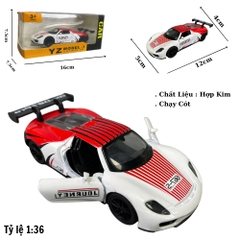 Mô Hình Xe Ferrari đua trắng đỏ tỉ lệ 1:36 Hợp kim có thể mở cửa - bánh sau chạy cót - Dài 11cm - rộng 5cm - cao 4cm - nặng : 300gram - FULL BOX : box màu SKU : oto502a - K64-T1-S4