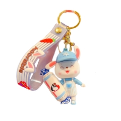 móc khóa thỏ xanh cầm kẹo  - dây dài 11cm mô hình cao 7.5cm - nặng : 50gram - boc túi - no box n3-k17-t5-s3