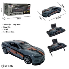 Mô Hình Oto chevrolet màu Xám vạch đen cam . tỉ lệ 1:36 - Chạy Cót - Có Kèm Đế - Dài 12cm - rộng 5cm - cao 4cm - nặng : 400gram - FULL BOX . SKU : oto525d - K114A71  - K52-T2-S9