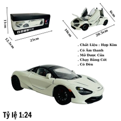 Mô Hình Xe Mclaren trắng 1.24 Hợp kim có thể mở cửa - bánh sau chạy cót - Có tiếng - đèn pha sáng - Dài 20.5cm - rộng 10cm - cao 6cm - nặng ~ 1000gram - FULL BOX : box màu SKU : oto169 - N3-K6-T1-S3
