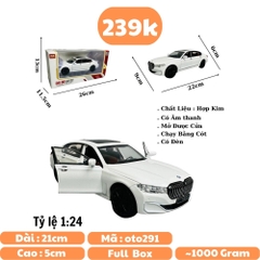 Mô Hình xe bmw trắng tỉ lệ 1:24 Hợp kim có thể mở cửa - bánh sau chạy cót - Dài 22cm - rộng 9cm - cao 6cm - nặng : 1200gram - FULL BOX : box màu SKU : oto291 - N3-K7-T1-S3