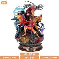 Mô Hình OnePieceBộ ba siêu tân tinh Luffy , LAW , Kid đại chiến pháo đài kaido - Cao 20cm - nặng 1kg , Figure OnePiece - box bìa - K15-T4-S4