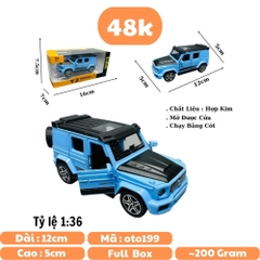 Mô Hình xe G63 xanh dương tỉ lệ 1:36 Hợp kim có thể mở cửa - bánh sau chạy cót - Dài 12cm - rộng 5cm - cao 5cm nặng : 200gram - FULL BOX : box màu SKU : oto199 - N3-K4-T5-S4
