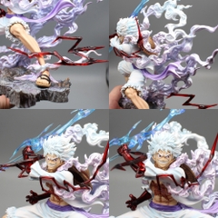 Bản Đẹp - Mô Hình OnePiece Luffy gear 5 tcầm sét chiến đấu - Cao 26cm - nặng 880gram - Phụ kiện đi kèm : 1 đảo đầu lâu trên mặt trăng có LED + 1 sét cầm tay , Figure OnePiece