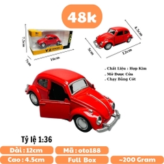 Mô Hình xe volkswagen đỏ tỉ lệ 1:36 Hợp kim có thể mở cửa - bánh sau chạy cót - Dài 12cm - rộng 5cm - cao 4.5cm nặng : 200gram - FULL BOX : box màu SKU : oto188 - N3-K3-T2-S2
