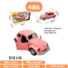 Mô Hình xe volkswagen hồng tỉ lệ 1:36 Hợp kim có thể mở cửa - bánh sau chạy cót - Dài 12cm - rộng 5cm - cao 4.5cm nặng : 200gram - FULL BOX : box màu SKU : oto187 - N3-K3-T2-S4