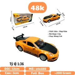 Mô Hình xe poscher cam đen tỉ lệ 1:36 Hợp kim có thể mở cửa - bánh sau chạy cót - Dài 12cm - rộng 5.5cm - cao 3.5cm nặng : 200gram - FULL BOX : box màu SKU : oto180 - N3-K4-T2-S1