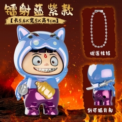 Móc Khoá mô hình Natra hiệp sĩ lợn tím lì - cao : 9cm - figure shin - No Box