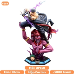 Mô Hình OnePiece Zoro Đứng trên Tượng quỷ Asura - Cao 50cm - nặng 5kg - Phụ Kiện : LED + 2 đầu + 2 Kiếm -  Figure OnePiece -  Có Hộp - N1-K45-T5-S1