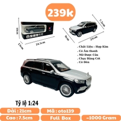 Mô Hình Xe Mẹc GLS đen 1:24 Hợp kim có thể mở cửa - bánh sau chạy cót - Có tiếng - đèn pha sáng - Dài 21cm - rộng 9cm - cao 7.5cm - nặng ~ 1000gram - FULL BOX : box màu SKU : oto139 n3-k6-t2-s1